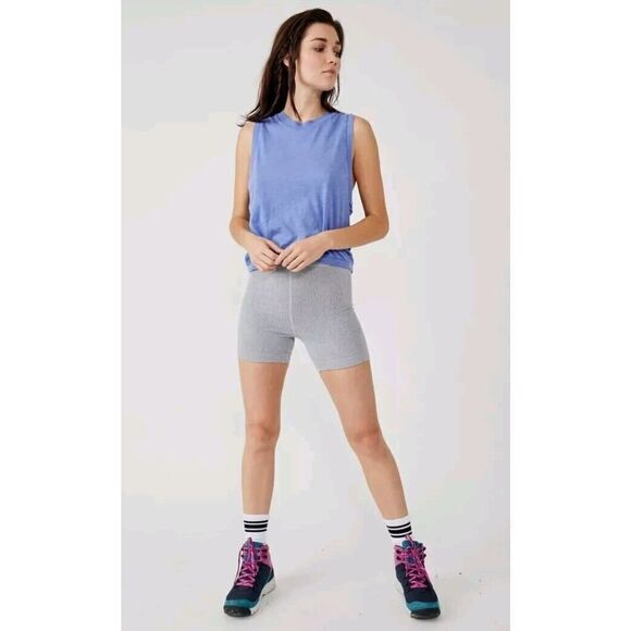 Free People Movement Free Throw Gray Ribbed Athletic Shorts Sz Extra Small XS - Picture 1 of 11